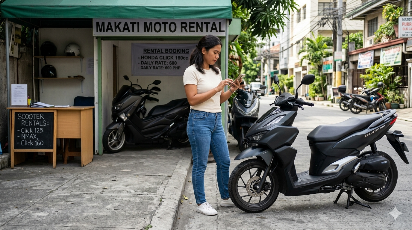 woman-renting-scooter-makati-rental-stall